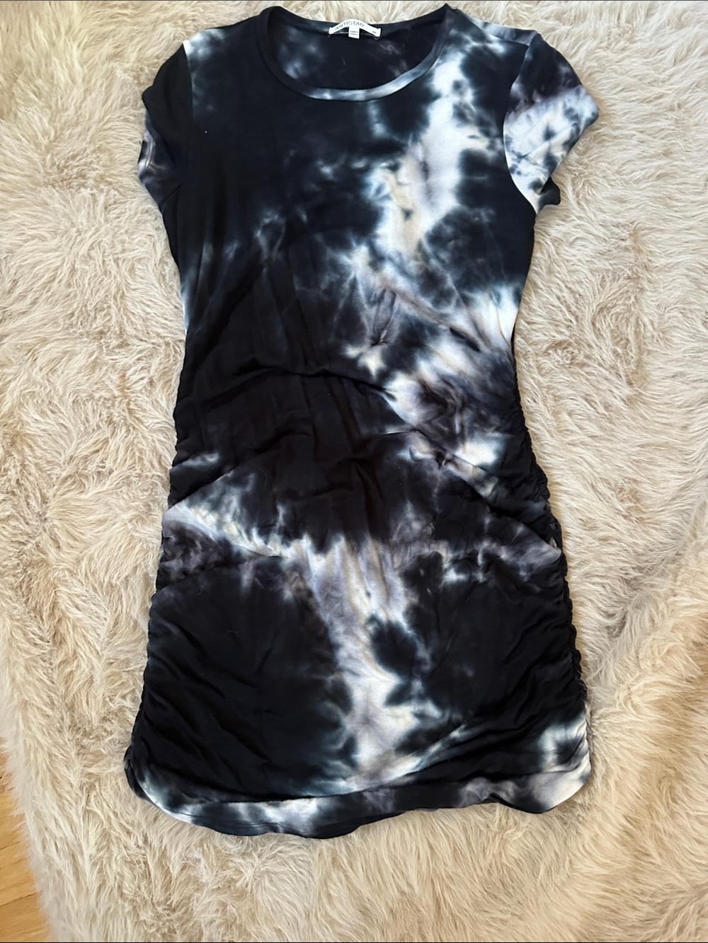 Antistar Tie-Dye Black & White Short Sleeve Dress